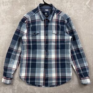 Astronomy Clothing Men's Plaid Denim Long Sleeve Button Up Shirt Sz M Streetwear